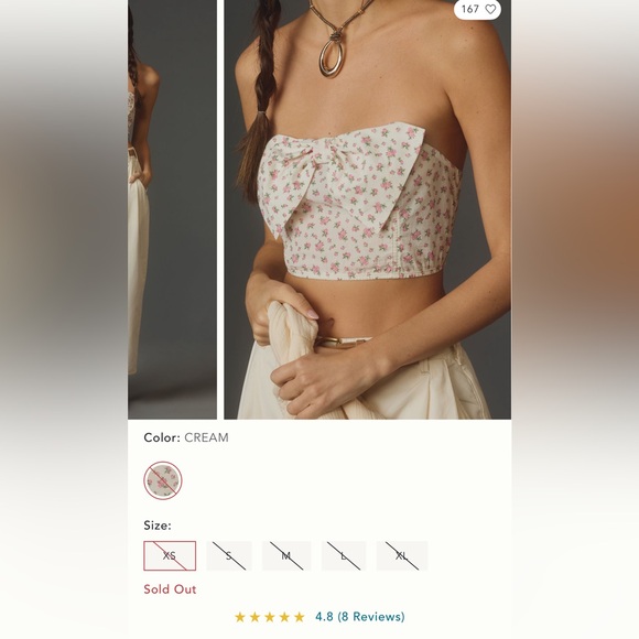 Anthropologie Floral Crop Top - Cream and Pink - Picture 7 of 7